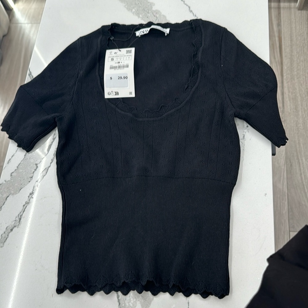 Zara knit top black size small